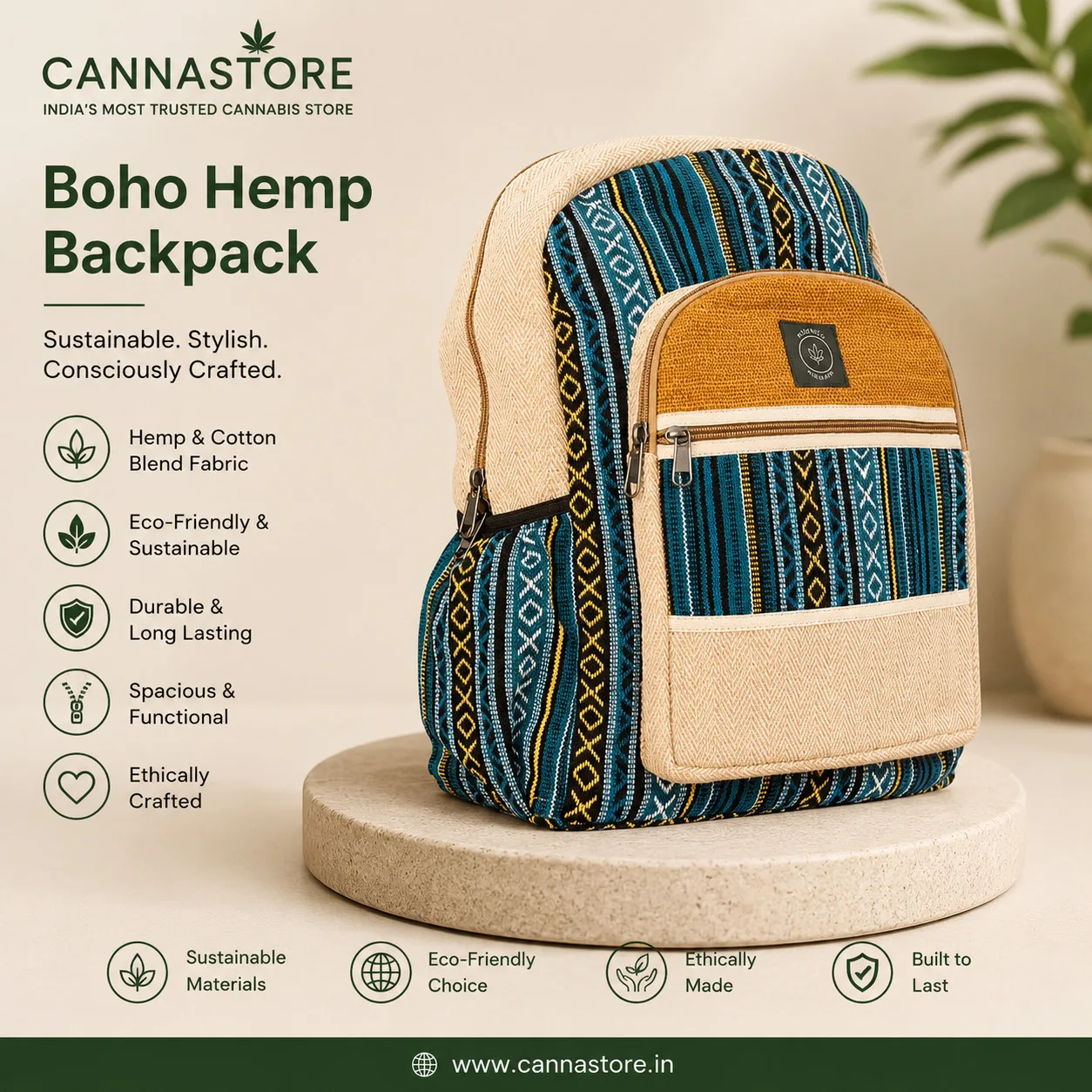 Ecofrico - Boho Hemp Backpack - Image 1